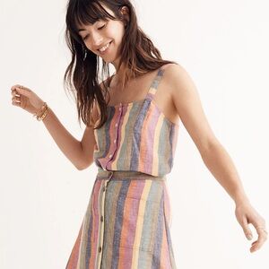 Madewell Rainbow Stripe Button Front Tank Top XXS
